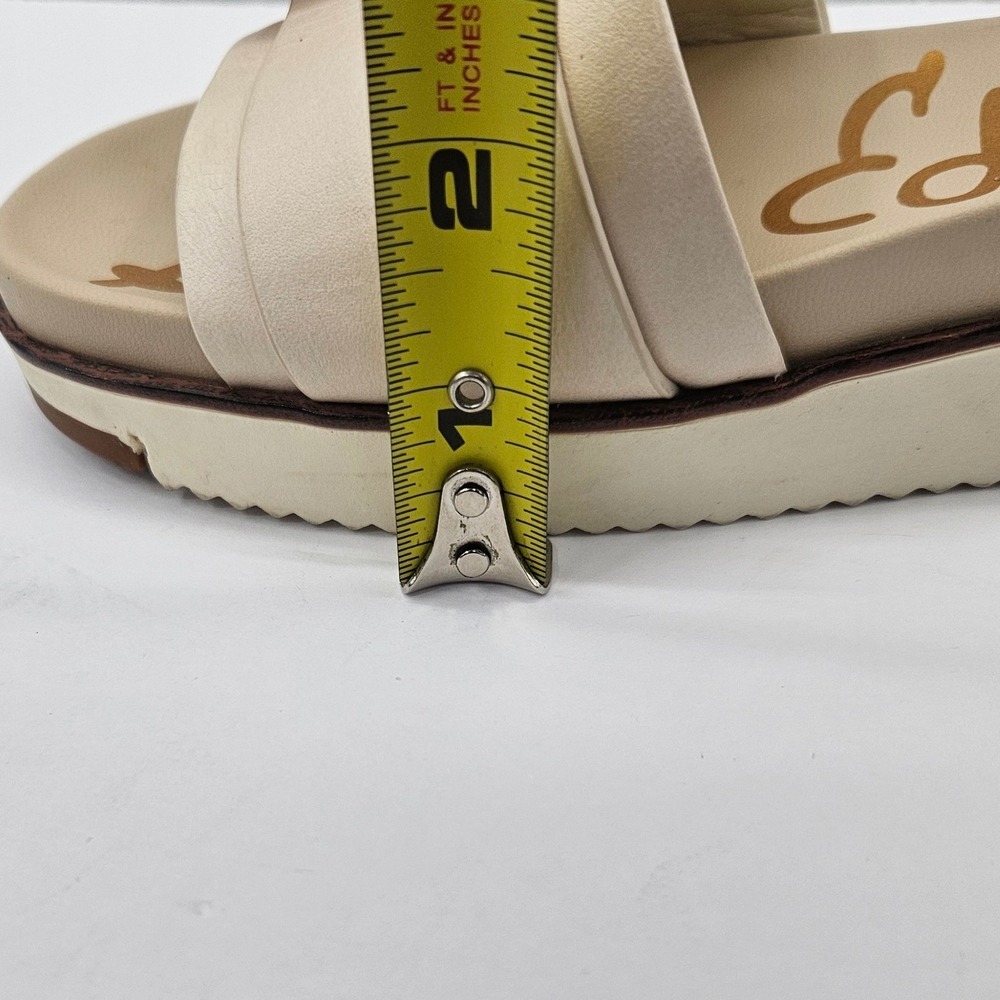 Sam Edelman Womens Ariane Platform Slide Sandals Cream Leather Tortoise Buckle 6 - Picture 11 of 11